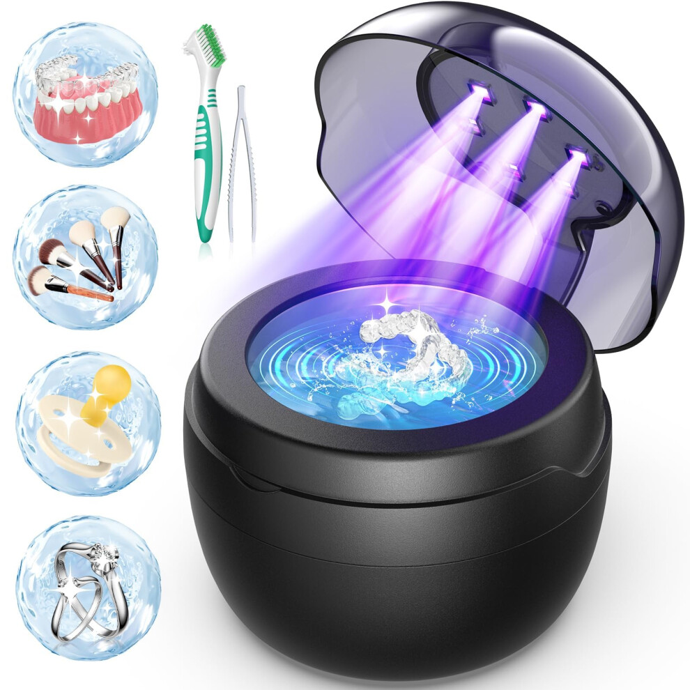 Ultrasonic Retainer Cleaner 250ML with 50kHz Deep Clean 4 Modes for Dentures Mouthguards Braces Jewelry