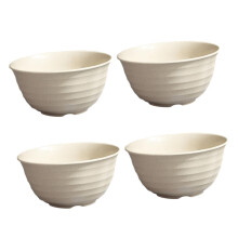 4pcs Wheat Straw Bowls Set Large Rice Bowls Cut Resistant Stackable Beige Dinnerware for Home and Restaurant