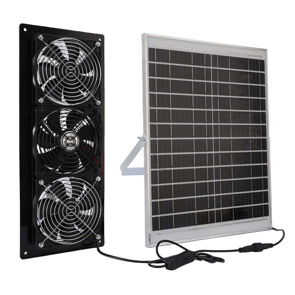Solar Powered Exhaust Fan Kit 25W, 3 Fan Set For Greenhouse & Coop 8291380535646