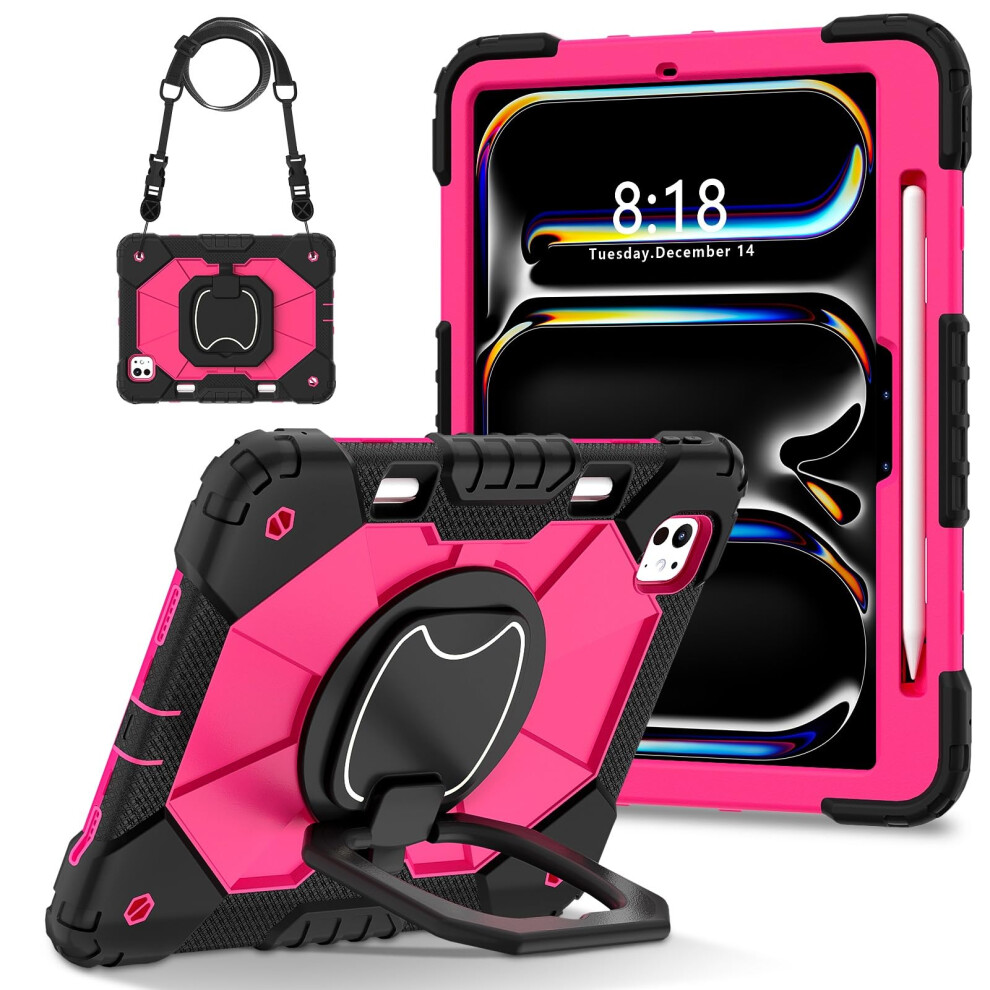Shockproof Rugged Case With 360 Stand Pencil Holder And Shoulder Strap For Ipad Pro 11 M4 2024 9053599707295