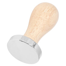49mm Coffee Tamper with Ergonomic Wooden Handle, Stainless Steel Flat Bottom Espresso Tool