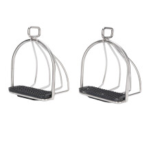 2PCS Stainless Steel Safe Cage Stirrup with Non-Slip Pad, Equestrian Riding Accessory