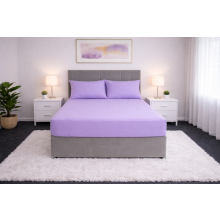(Lilac, Single) Plain Dye Poly Cotton Fitted Bed Sheet Super Soft Luxury & Comfy Easy Care Bed Sheet Available in 17 different Colours
