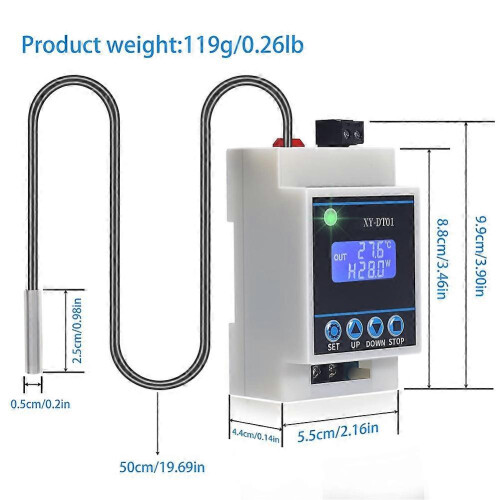 XY-DT01 Digital Temperature Controller -40-110C Digital Micro-Digital Thermostat with LCD Display and Waterproof Sensor 2