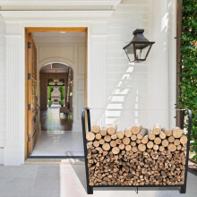 Firewood Rack Heavy Duty Steel Log Holder for Indoor Outdoor Storage, WeatherResistant Stand