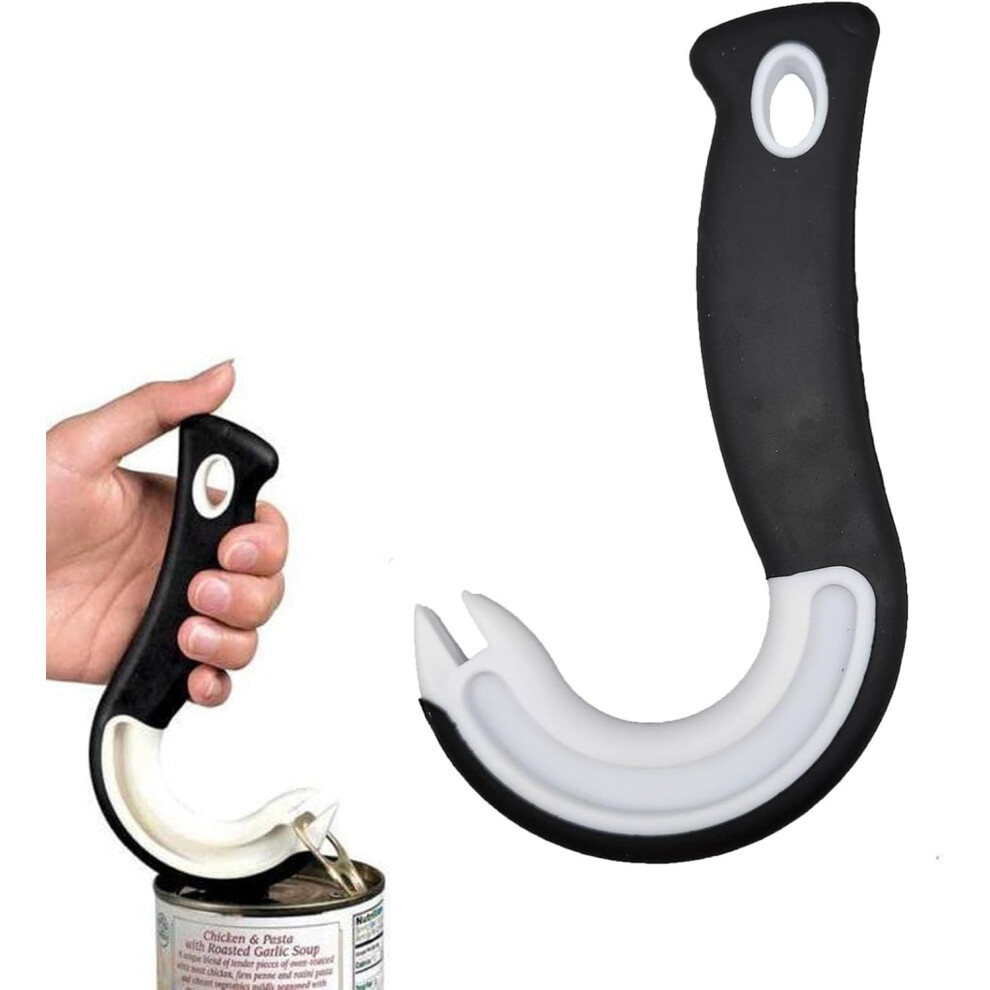 Manual Can Opener with Ergonomic Grip for Seniors, Easy Ring Pull Opener for Soda and Pet Food