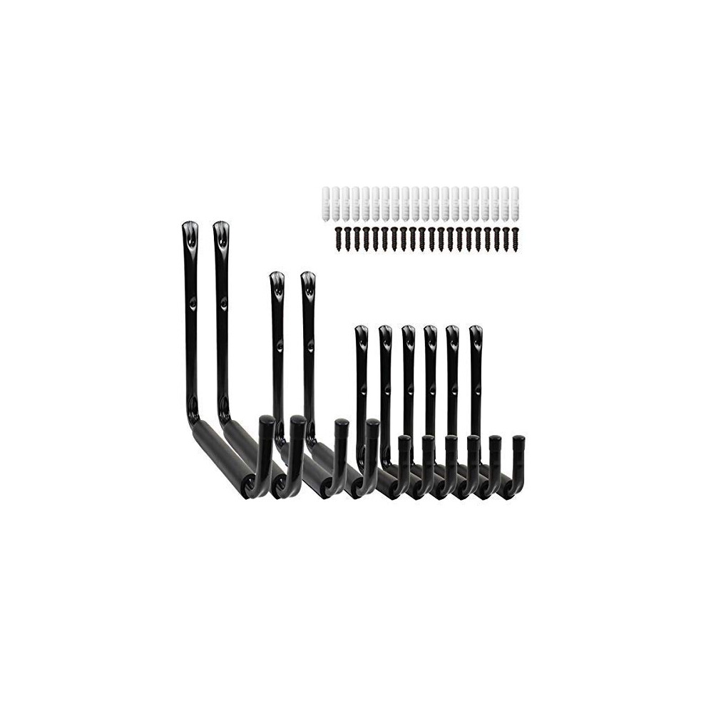 Heavy Duty Garage Storage Hooks, Jumbo Arm Wall Hooks For Tools And Ladders, 3 Sizes Pack Of 10 9070919330988