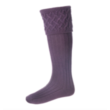 House Of Cheviot Knit Thistle Purple Merino Wool Blend Rannoch Hose Socks
