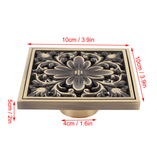 Brass Square Floor Drain with Odorless Sewer Filter, Bathroom Shower 1