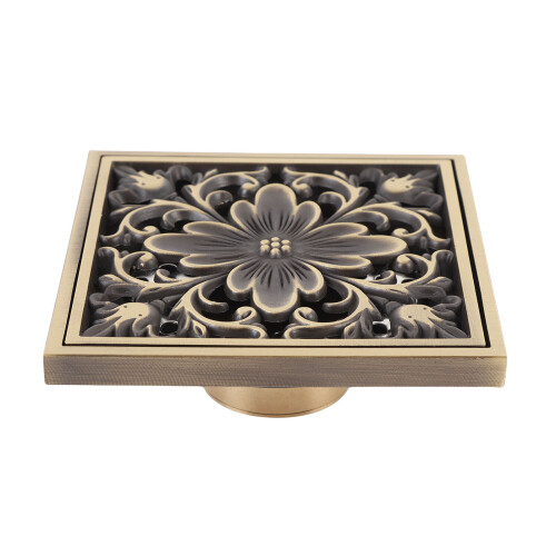 Brass Square Floor Drain with Odorless Sewer Filter, Bathroom Shower 2