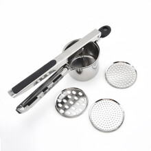 Stainless Steel Potato Ricer with 3 Interchangeable Discs, Large Capacity Masher for Smooth Fluffy Results