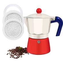 3 Cup Italian Moka Pot Stovetop Espresso Maker, Durable Aluminum with Gaskets and Filters