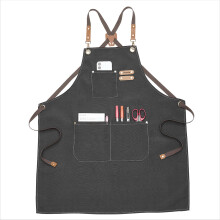 Artist Apron Waterproof Polyester Canvas with 3 Pockets Adjustable Cross Back for Painting Cooking Gardening Taupe