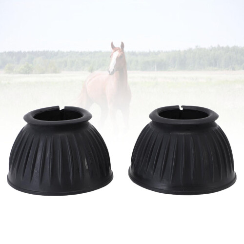 Horse Bell Boots Rubber Hoof Protector for Riding Training Black 2