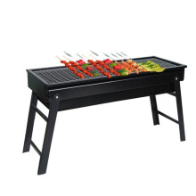 Portable BBQ Grill Folding Charcoal Drawer Type Outdoor Barbecue Stove for Camping Black