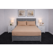 (Latte, Super King) Plain Dye Poly Cotton Fitted Bed Sheet Super Soft Luxury & Comfy Easy Care Bed Sheet Available in 17 different Colours