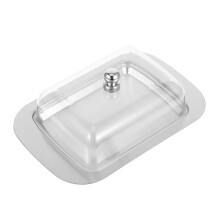 Butter Dish with Clear Lid and Stainless Steel Tray, Keeps Food Fresh, Kitchen Counter Storage