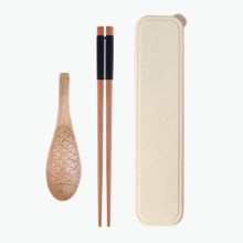 Reusable Chopsticks Set with Wood Spoon and Case, EcoFriendly Travel Flatware, Dishwasher Safe
