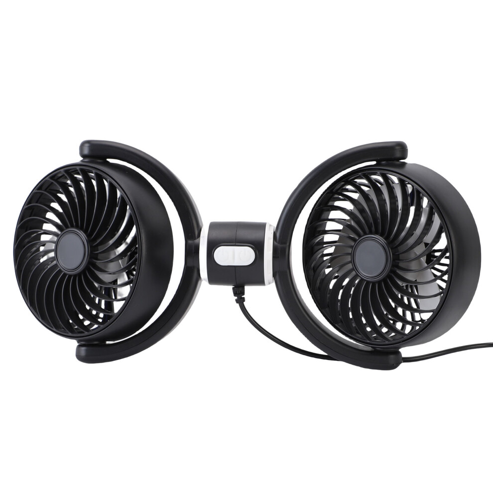 Dual Head Usb Car Fan 31X14.5cm, 360 Rotatable Rear Headrest Fan 4651383136792