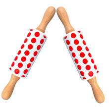 2pcs Small Silicone Rolling Pin Nonstick Dough Roller with Wooden Handle for Baking Pizza Cookies