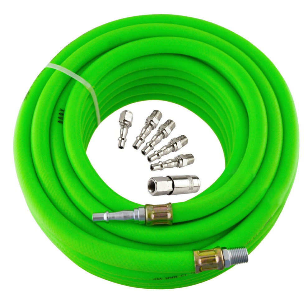 8Mm 10M Visibility Air Compressor Hose With Quick Release Fittings Durable 33Ft 9053599713975