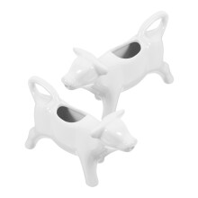 Ceramic Milk Frothing Pitcher Set 2pcs Small Cow Design Jug for Coffee and Sauce 40ml White