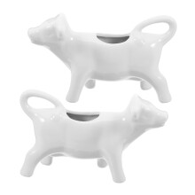 2pcs White Ceramic Milk Jug with Handle, Leak Proof Milk Frothing Pitcher for Coffee and Café