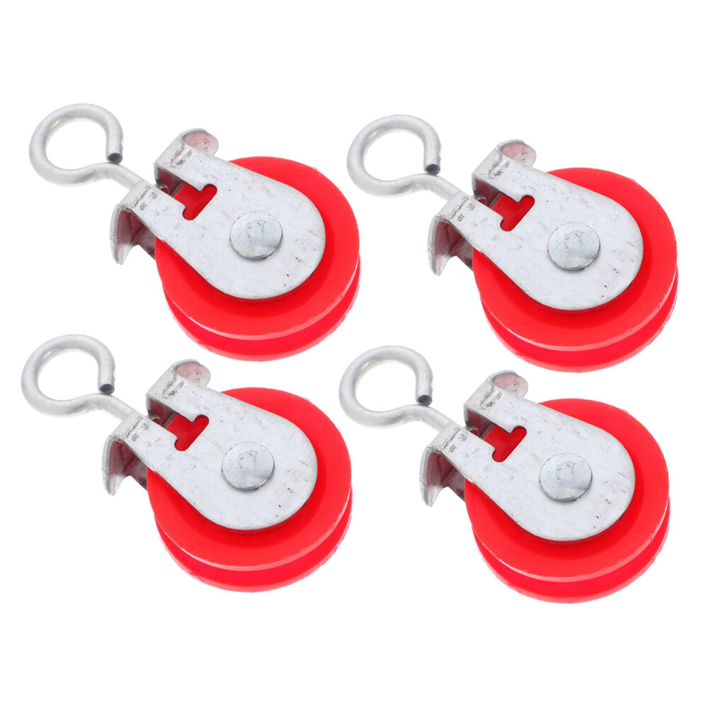 4 Pack Heavy Duty Metal Farm Pulley Wheels For Chicken Coop Greenhouse Barn Smooth Operation 9070919336126