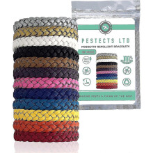Bracelet anti-moustiques pack 12, bracelets en cuir réglables sans DEET pour la protection extérieure