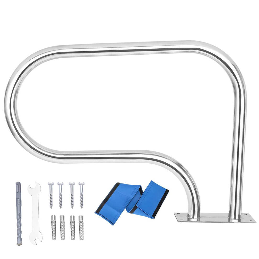 Stainless Steel Pool Handrail With Blue Grip Cover, Ergonomic Curved Inground Swimming Pool Rail 9070919336652