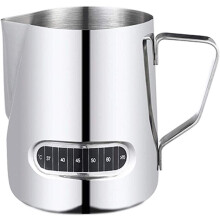 Milk Frothing Pitcher with Temperature Indicator and Scale Mark Stainless Steel 500ml Espresso