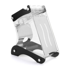 Knife Storage Block with Angled Slots, Stainless Steel and Transparent Acrylic Holder for Kitchen and BBQ