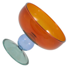 Glass Dessert Bowl with Base Multi Color Design for Ice Cream, Yogurt, Salad and Jelly