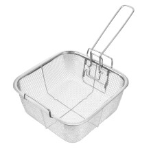 Stainless Steel Square Frying Basket with Ergonomic HeatResistant Handle for Deep Frying