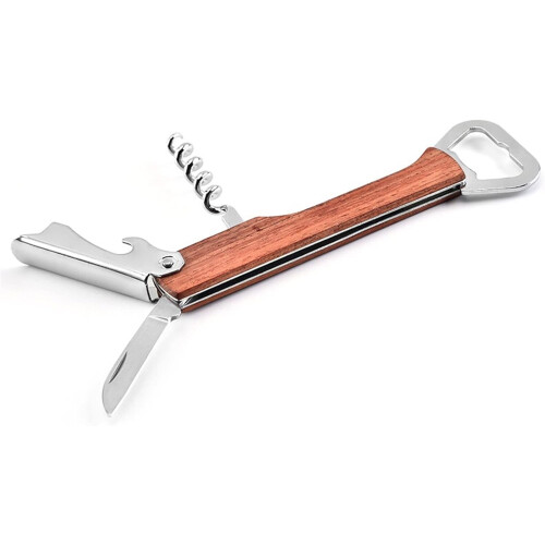 Wine Bottle Opener with Safe Knife Sharpener, Foil Cutter and Multifunctional Corkscrew Tool 1