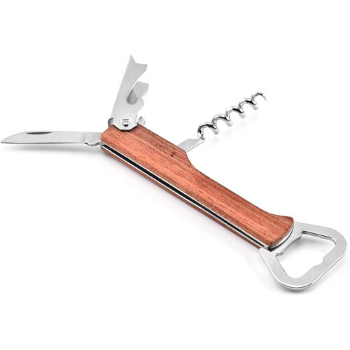 Wine Bottle Opener with Safe Knife Sharpener, Foil Cutter and Multifunctional Corkscrew Tool 2