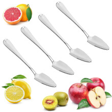 Grapefruit Spoon Edelstahl gezackter Löffel Set 4 Stück zum Obstessen