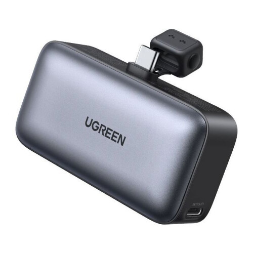 Bateria externa - UGREEN - 5.000 mAh - Conector USB-C - Com suporte - Preto