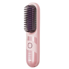 Kabelloser Haarglätter-Pinsel, Keramik-Friseurkamm mit LED-Temperaturanzeige, 3 Heizstufen, Schnell-Heat-MCH-Keramik für frizz-freies Haar