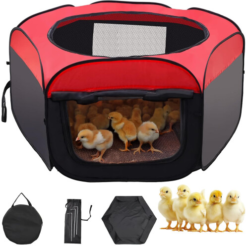 Chicken Brooder Kit with Adjustable Climate Control, Foldable Pen for Chicks, Ducklings and Quail