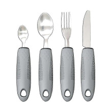 2026 Suitable Elderly Cutlery Set for Shaky Hands,Anti-Tremor Design,Grey