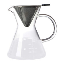 500ml Borosilicate Glass Coffee Maker with Stainless Steel Filter and Ergonomic White Handle