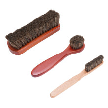 Haarpinsel-Set für Schuhe mit Mikrofasertuch, Langstiel, Buchen- und Walnuss-Holz