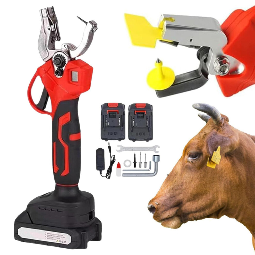 Electric Livestock Ear Tagger With Digital Counter, Cordless Applicator For Cattle Sheep Pigs, Dual Rechargeable Batteries 9113335271906