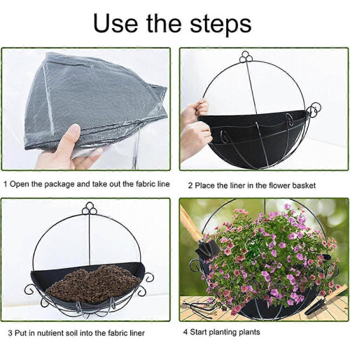 Forros para vasos meia-redonda de 16 polegadas 3PCS Forros de tecido para plantas Forros para cestos 1