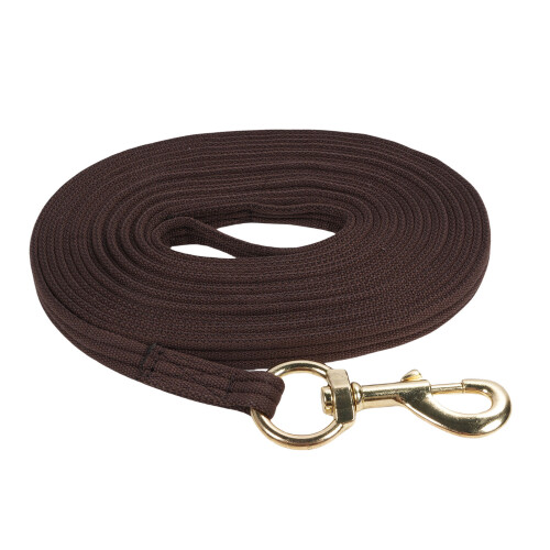 8.2m Equestrian Training Rope with Quick Halter Attachment, Soft Grip, Brown 1