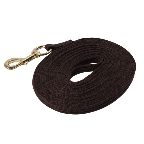 8.2m Equestrian Training Rope with Quick Halter Attachment, Soft Grip, Brown