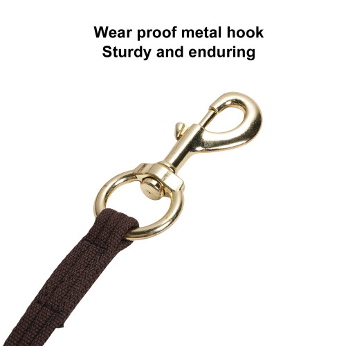 8.2m Equestrian Training Rope with Quick Halter Attachment, Soft Grip, Brown 2