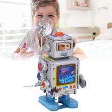 Wind Up Vintage Robot Iron Collectible Clockwork Toy for Decoration