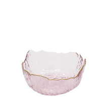 2pcs Irregular Glass Salad Bowl Set, Large Capacity Pink Serving Bowls for Salad, Dessert, Snacks